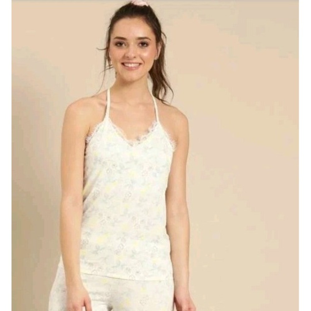 Nanette Lepore Floral Camisole Sleep Top Soft Pajama Tank Lace Women's Sz M NEW